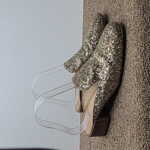 Madewell Willa Loafer Mule In Gold Glitter Sz 6.5 Women's